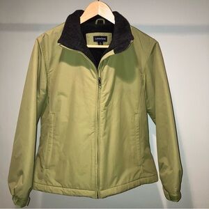 Lands' End Green Jacket with Charcoal Polartec Fleece Lining